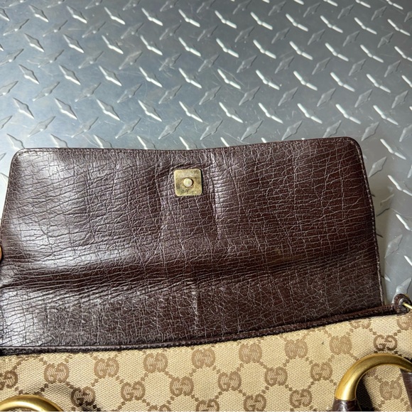 Gucci Tom Ford Vintage GG Canvas Horsebit Large Clutch With Chain in Brown - Picture 7 of 10